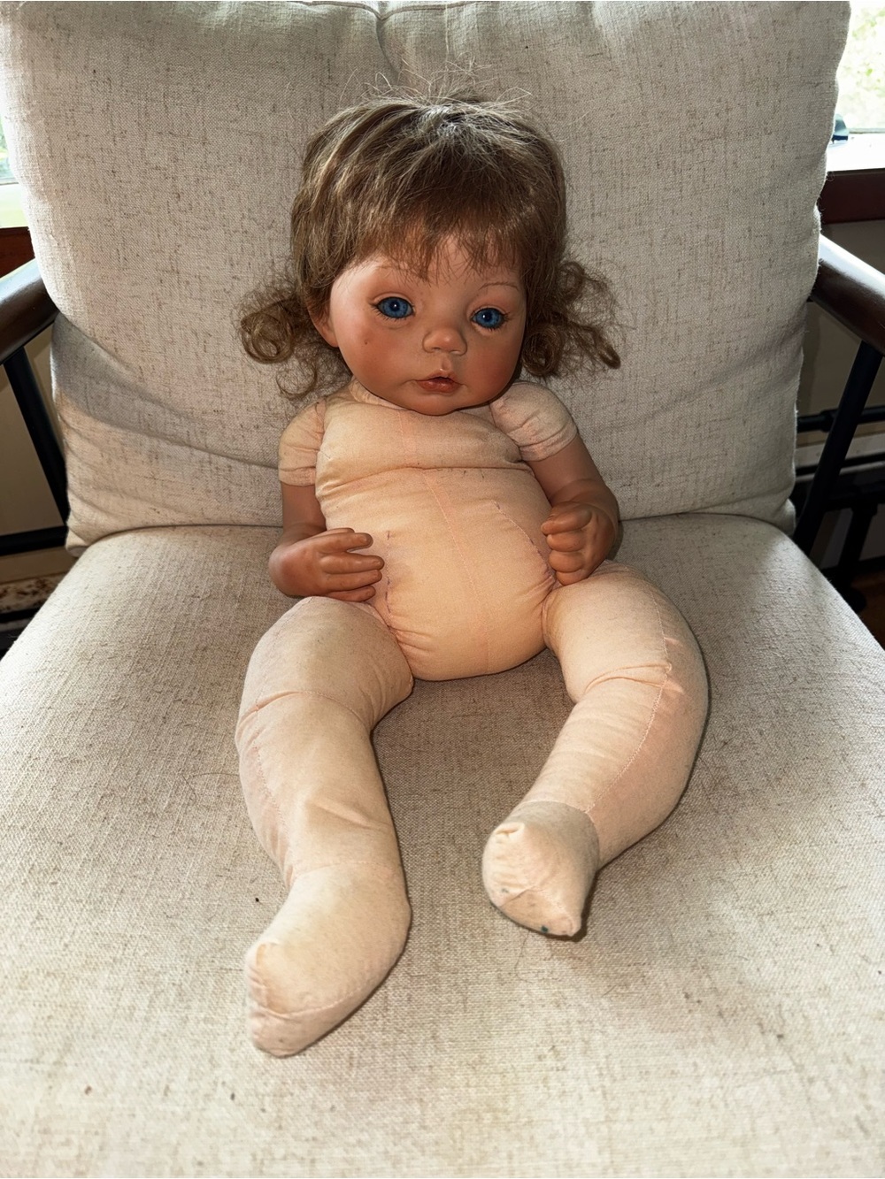 Danbury Mint “Sweet Pea” Porcelain Baby Doll with Blue Eyes and Blonde Hair